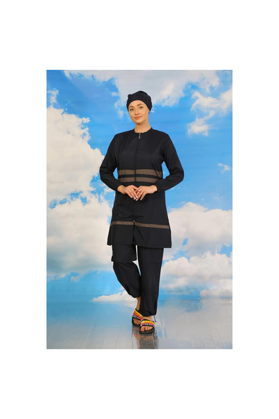 Narnuga Mi̇ray - Women's Full Coverage Swimsuit Navy Blue