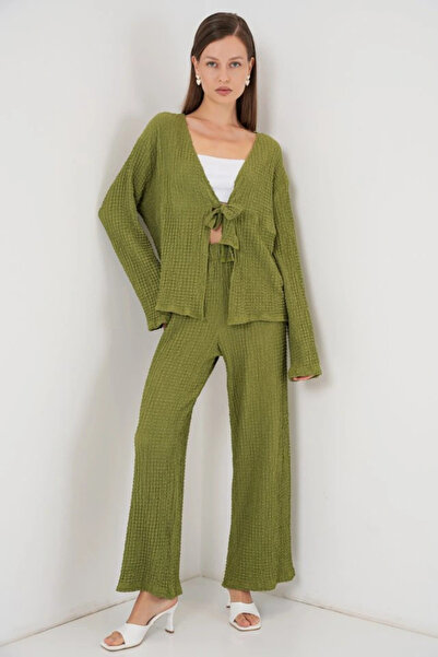 nedo7 Knitted Blouse Pants Double Set 30052 - E.Green