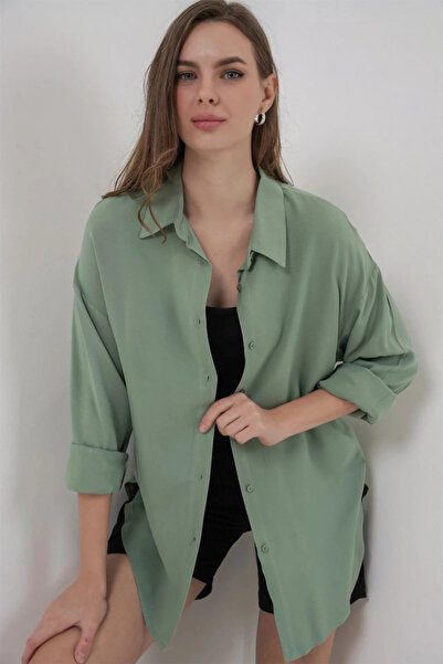 nedo7 Oversized Viscose Shirt 3785 - Çağla