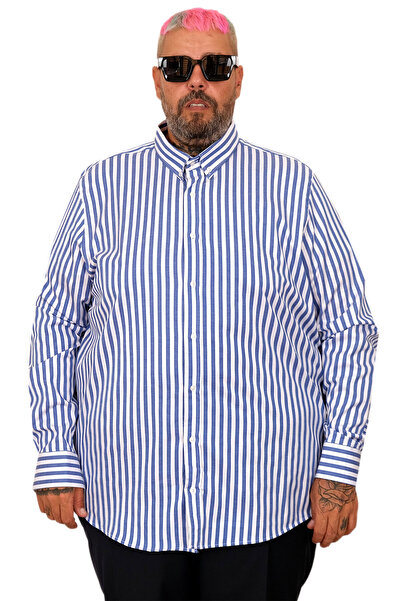 ModeXL Fashion XL Plus Size Men's Satin Striped Shirt 20399