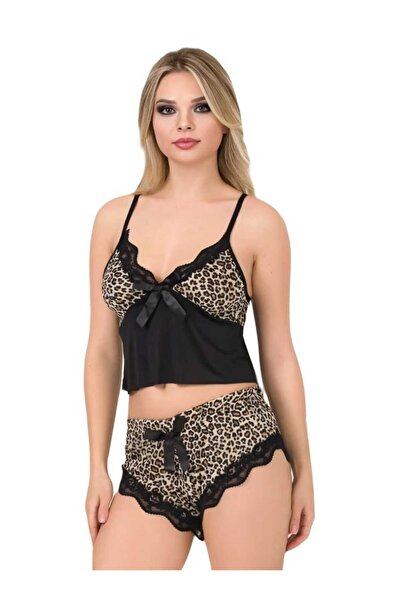 NC Night Fashion Γυναικείοι πιτζάμες με μπλούζα και σορτς με ζωογραφικό σχέδιο