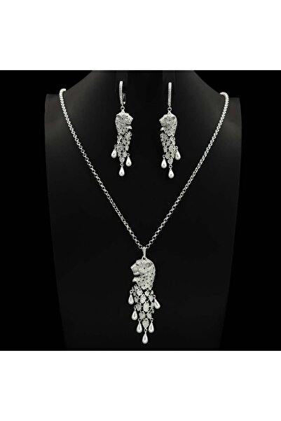 Generic سلسال طويل بحلق زركون دقة ألماس فضي إصدار خاص (3قطع) بضمان على اللون ...