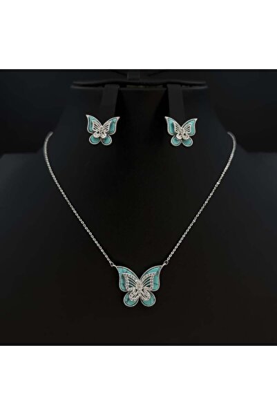 Generic طقم اكسسوارات ناعم زركون دقة ألماس لون فضي مع بحري بتصميم أنيق 3 قطع ...