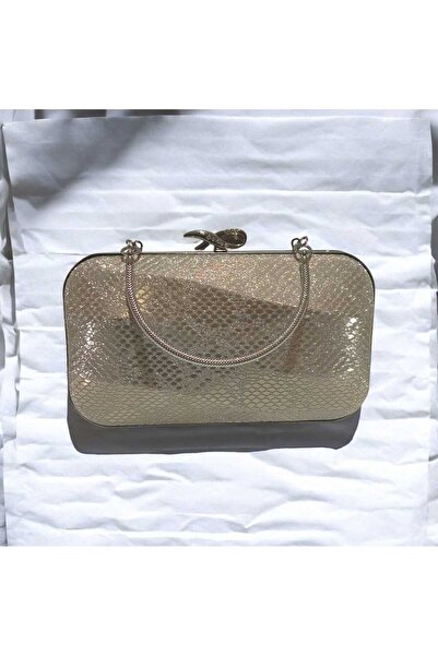 Butik Gold Fabric Snake Pattern Stylish Evening Bag