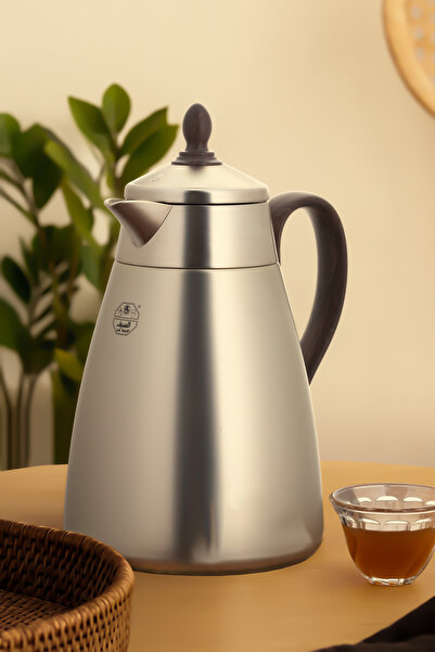 ALSAIF ترمس شهد للقهوة او الشاي من السيف / تصميم أنيق يناسب جميع الأذواق 1 لتر نيكل مطفي خشبي