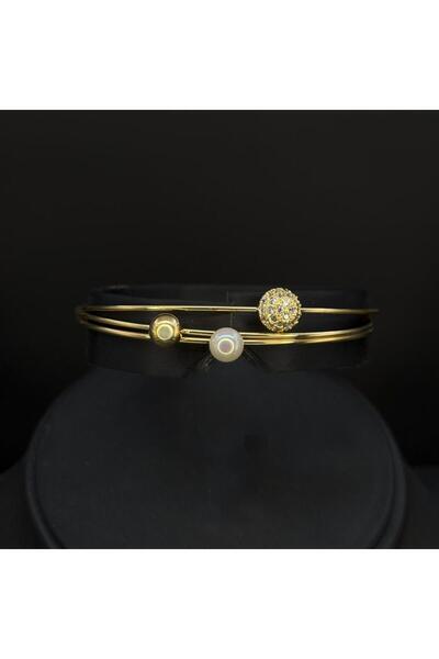 Generic سوارة دقة ألماس زركون بلون ذهبي 3 قطع إصدار خاص ومميز