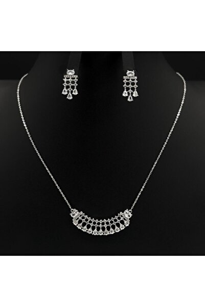 Generic طقم اكسسوارات ناعم زركون دقة ألماس لون فضي بتصميم أنيق 3 قطع بإصدار خ...