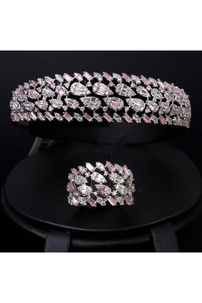 Generic Bracelet with a ring, mixed pink and silver color, special edition P-S-7587/3