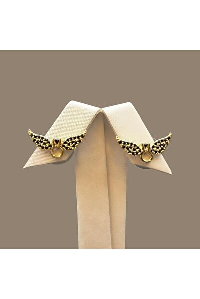Generic A luxurious gold and black earring set with a unique design and a color guarantee.