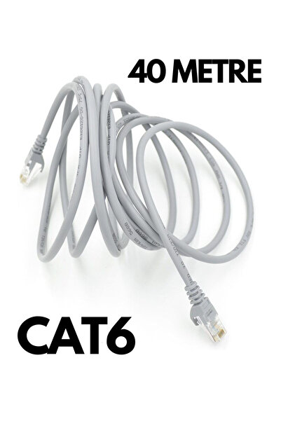 HQ SPEED Cat6 Ethernet Cable 40 Meters - 1000 Mbps Gigabit Fast Internet Modem Pc Smart Tv Patch Cord Gray