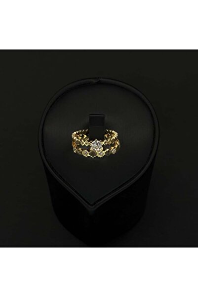 Generic خاتم زركون بقطعتين دقة الماس باصدار خاص لون ذهبي بضمان على اللون ABH-...