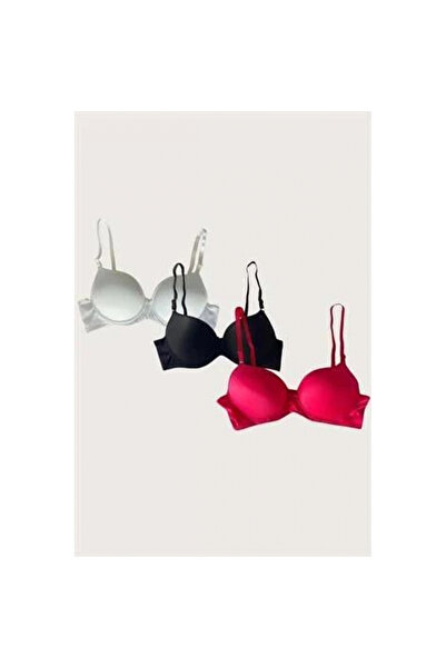MİRALİVE White-black-red 3-Piece Micro Fabric Push Up Padded Underwire Daily ...