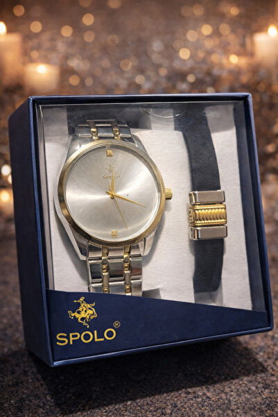 SPOLO Erkek Kol Saati ve Deri Bileklik Seti Şık Tasarım