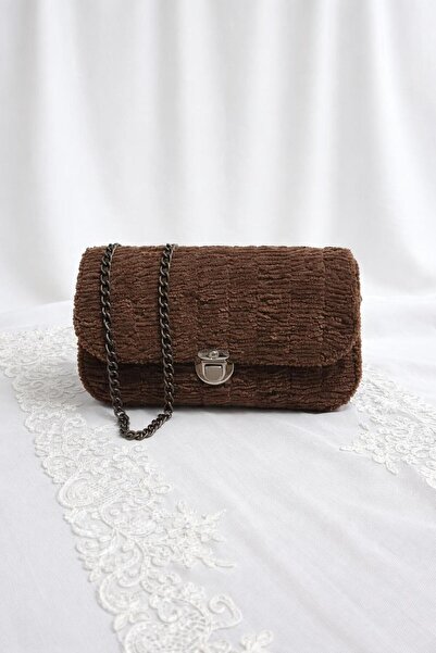 sisucandles1 Kadın El yapımı, Kağıt İp Çanta, El Örgüsü Çanta, Kahverengi El Yapımı Çanta Zincirli ,El Çantası