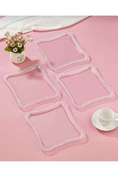 CELSEN HOME 6 Pcs Decorative Tea Coffee Presentation Tray Mica Crystal Transparent Tray