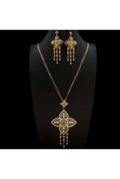 Generic سلسال طويل بحلق زركون دقة ألماس ذهبي مع وردي إصدار خاص (3قطع) بضمان ع...