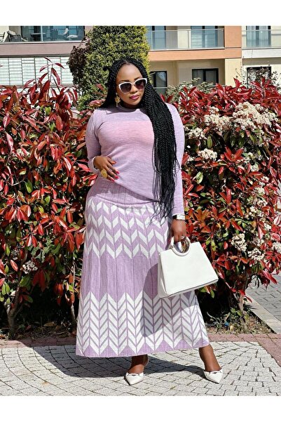 Abalı Yeni sezon triko kışlık 2li kadın etekli maxi takım Durk park venizya m...