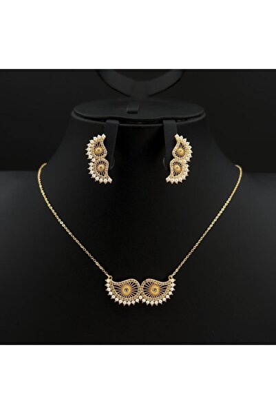 Generic طقم اكسسوارات ناعم زركون دقة ألماس لون ذهبي بتصميم أنيق 3 قطع بإصدار خاص وضمان على اللون