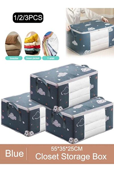 Generic Large-capacity clothes storage bag, foldable and durable, with a see-through window and handle