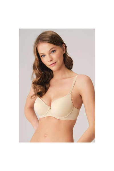 MİRALİVE Underwire Supported Padded Casual Classic T-shirt Bra with Detachabl...