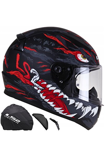 LS2 Rapıd 2 Race Kaıju Mat Siyah-Kırmızı-Beyaz Full Face Motosiklet Kaskı