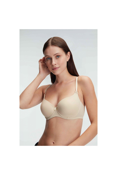 MİRALİVE Skin Underwire Unpadded Unpadded Daily Classic T-Shirt Bra with Remo...