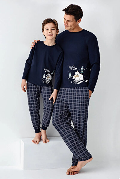 Ligossi Family Concept Father Son Navy Blue Pajama Set (Father and Son Sold Separately)