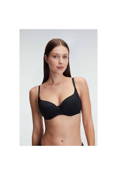 MİRALİVE Black Underwire Unpadded Unpadded Daily Classic T-Shirt Bra with Removable Straps