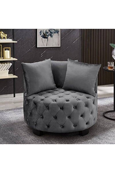 lamsat baity Gray Round Chair with Velvet Fabric