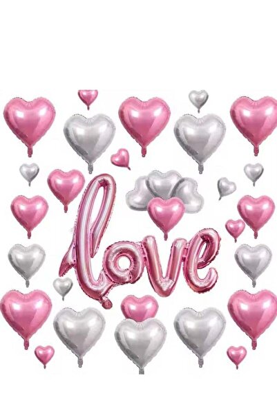 festive مجموعة بالونات "حب" مكتوبة بخط اليد باللون الوردي مكونة من 13 قطعة - ...