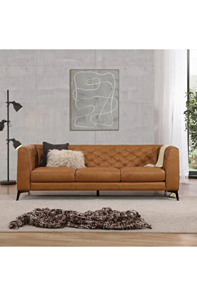 lamsat baity Brown Leather Sofa