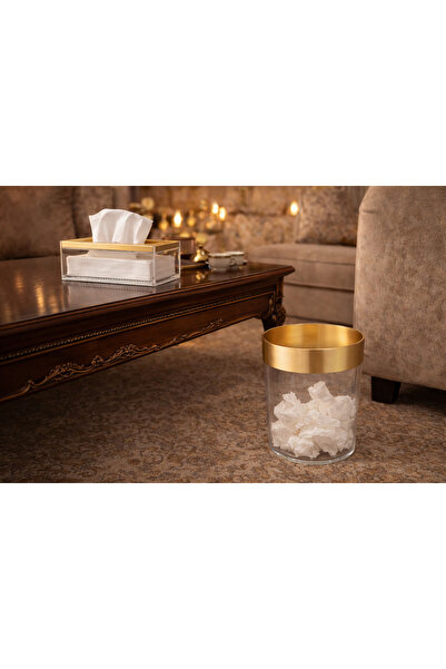 Dania 🧺✨ Acrylic basket and napkin set with a gold touch