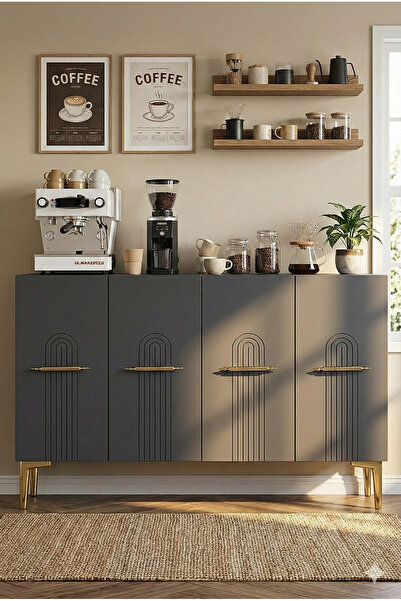 CENEYRA KA1215AG İDA120 KONSOL, KAHVE KÖŞESİ ve TV SEHPASI ANTRASİT-GOLD 120cm