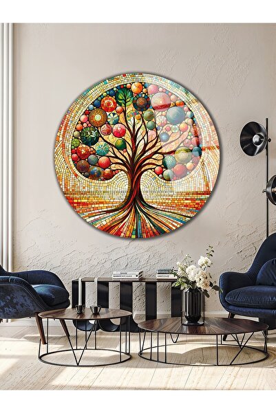 Missing Items Hayat Ağacı Cam Tablo, Renkli ve Canlı UV Baskılı Cam Tablo, Şı...