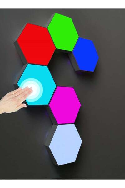 festive 6 قطع من مصابيح LED سداسية الشكل للجدران مع جهاز تحكم عن بعد