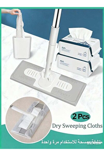 Generic عبوتان (60 قطعة) من مناشف الكنس الجافة للاستخدام مرة واحدة، مناسبة لمماسح الأرضيات، مناشف تنظيف الغبار، وسادات ممسحة من الألياف الدقيقة