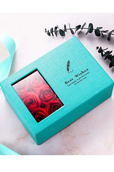 festive Gift Box with 6 Heads Roses, Jewelry Flower Box with Bag, Forever Pre...
