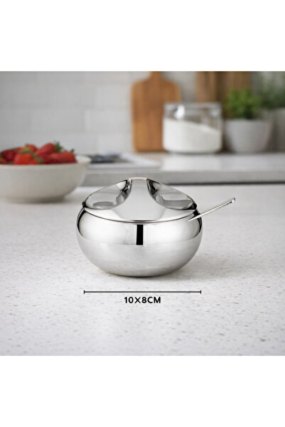 Dania A luxurious stainless steel sugar bowl ✨🤍 with a stylish and modern design