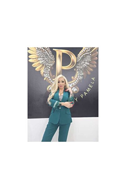 OEM GREEN SUIT WITH FEATHER SLEEVES - GREEN, 36