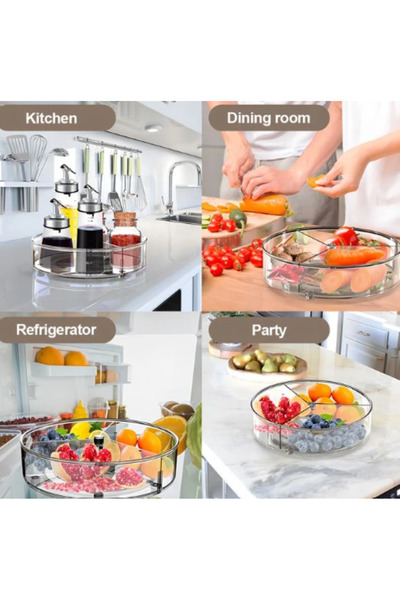 OEM Transparent Rotating Organizer with 3 Compartments Ø23 x 7 cm