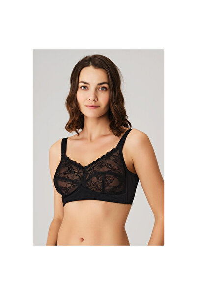 MİRALİVE Underwire Unsupportive Unpadded Shaping / Sculpting Lace Minimizer Black Bra
