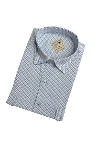 GÖMLEK GALERİSİ Men's Classic Wide Cut Plaid Double Pocket Long Sleeve Shirt