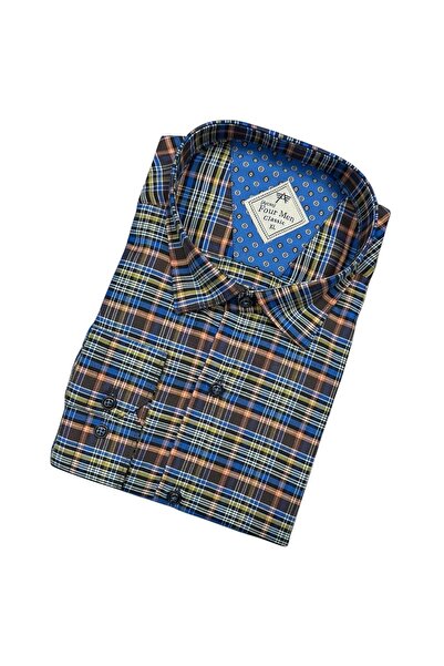GÖMLEK GALERİSİ Men's Classic Wide Cut Plaid Long Sleeve Shirt