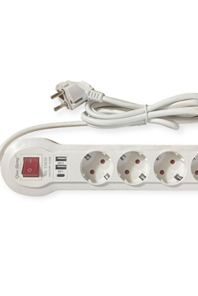 metalocasnice Prelungitor 2m cu 4 intrari+2 usb+1 type c si intrerupator