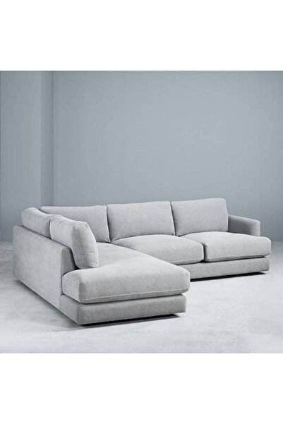 lamsat baity كنبة زاوية رمادية فاتحة اللون، موديل "طلاق"، مقاس 265×180