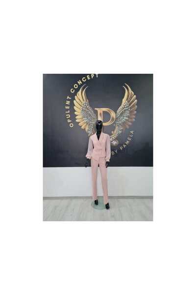 OEM POWDER PINK CROPP RHINESTONE SUIT 1 - PINK, 40