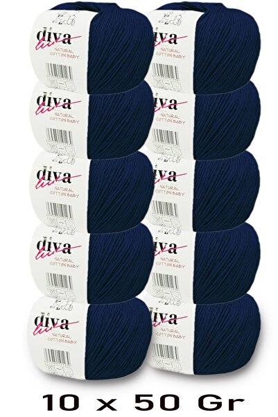 Diva İplik Premium Amigurumi Ipi Punch (Panç) Bebe Soft Cotton 500 Gr (Pack of 10) - Navy Blue