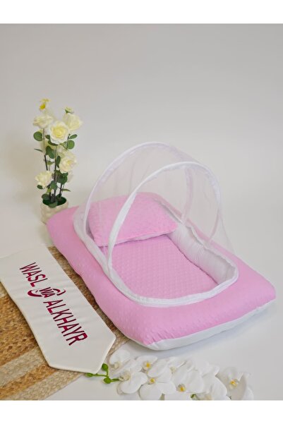 WASL ALKHAIR مفرش ناموسية بوليستر لحديثي الولادة باللون الوردي - بتصميم سفينة...