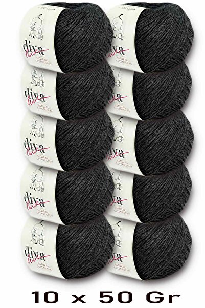 Diva İplik Premium Amigurumi Ipi Punch (Panç) Bebe Soft Cotton 500 Gr (Pack of 10) - Anthracite
