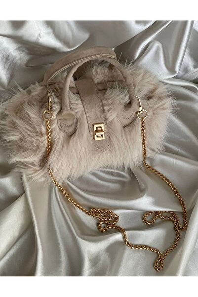 Nurf Peluş Kürk Mini El ve Kol Çantası – Omuz & Çapraz Zincir Şık Kadın Çantası